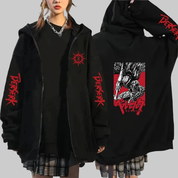 Japanese Anime Punk Hoodie with Courage Eyes