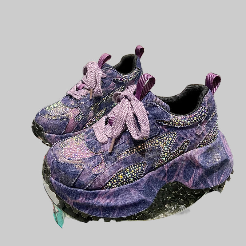 Bling Platform Lace-Up Sneakers