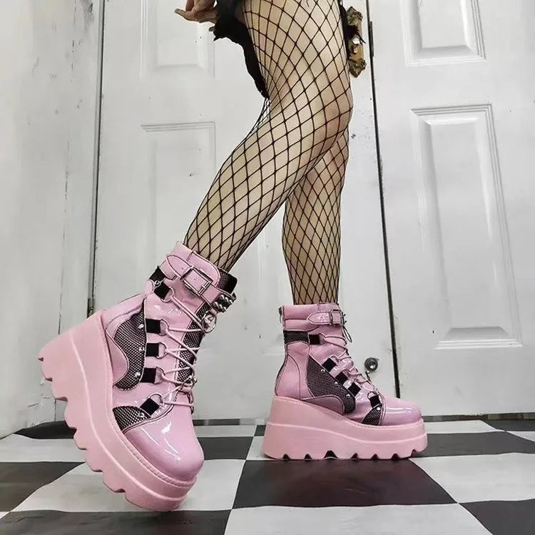Cosplay Gothic Chunky High Heel Ankle Boots
