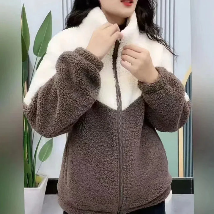 Mid-Length Thick Lamb Fleece Jacket