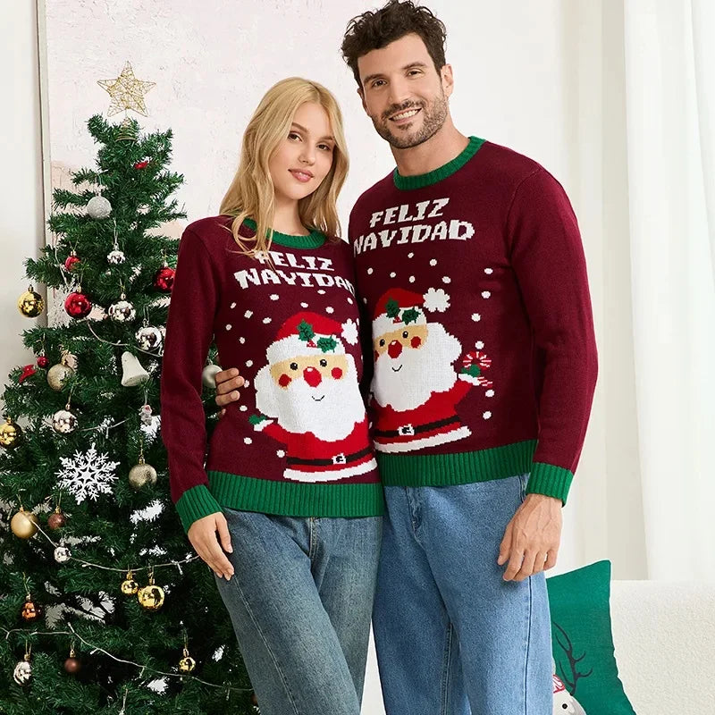 Knitted Santa Claus Design Family Christmas Sweaters