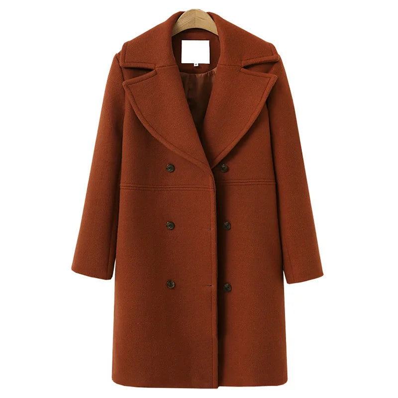 Elegant Thin Wool Blend Long Coat