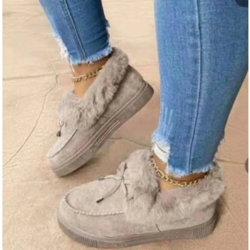 Warm Solid Color Furry Cotton Winter Footwear