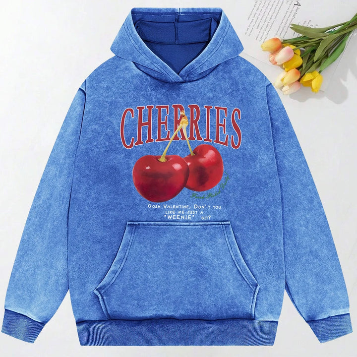 Cherries Print Oversized Cotton Hoodie