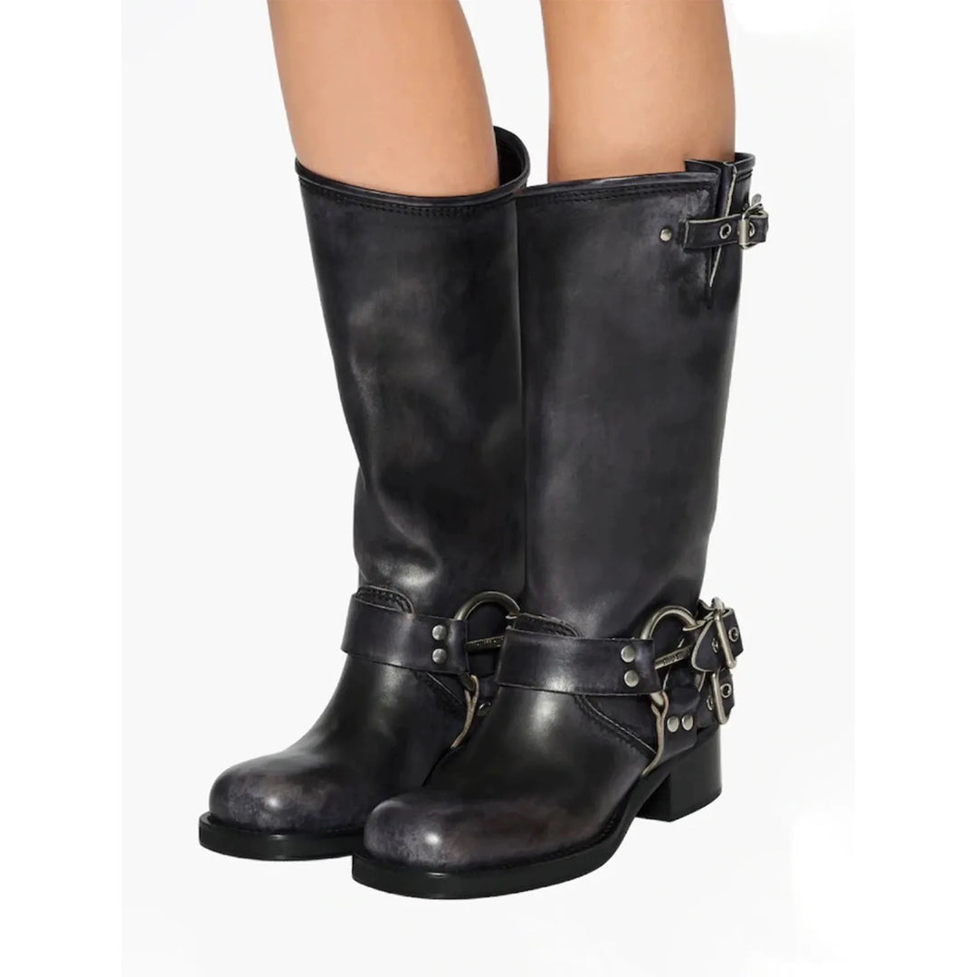 Platform Round toe Belt buckle Western boots
