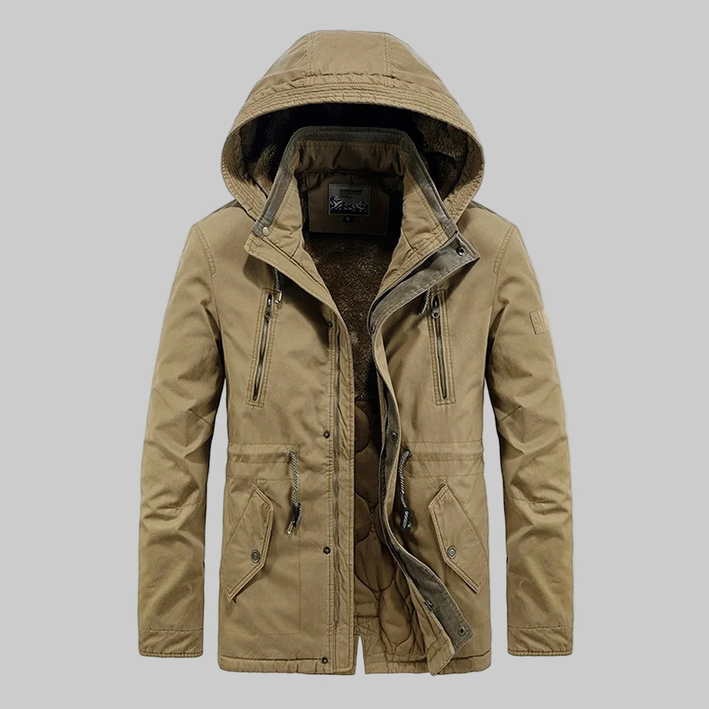 Fleece Lined Detachable Hood Winter Coat
