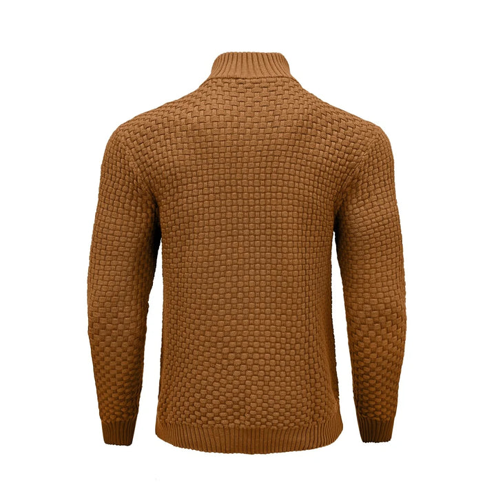Winter Soft Waffle Knit Warm Zip-Up Sweater