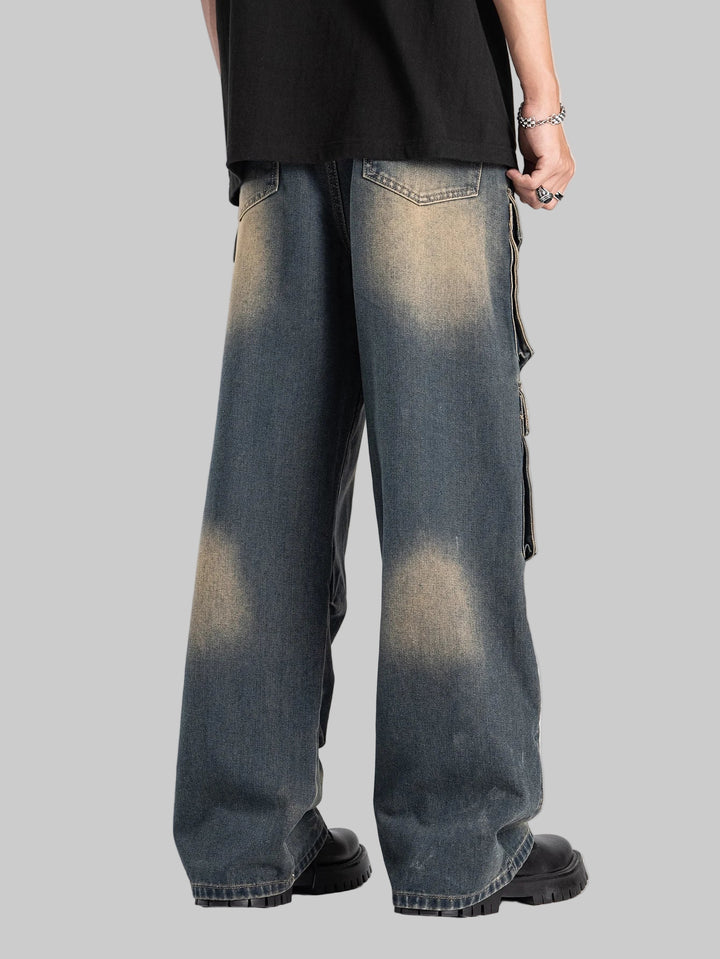 Washed Multi Pockets Vintage Baggy Jeans