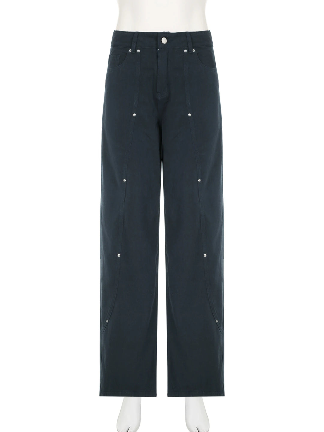 Casual Loose-Fit Rivet Wide Leg Cargo Pants
