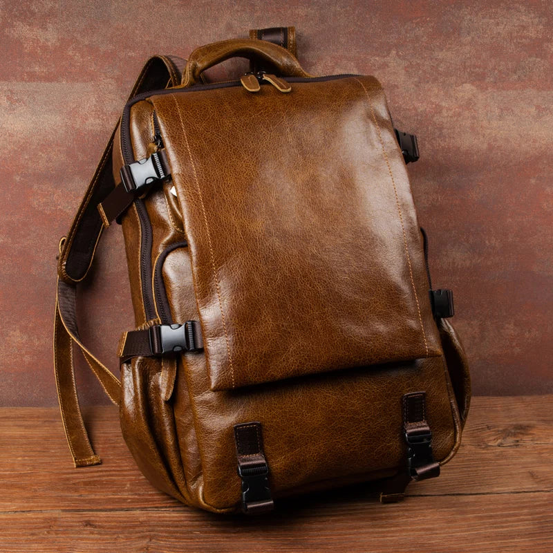 Retro Cowhide Leather Backpack