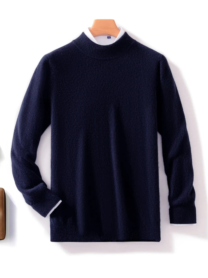 Cashmere Knitted 100% Merino Wool Mock-neck Sweater