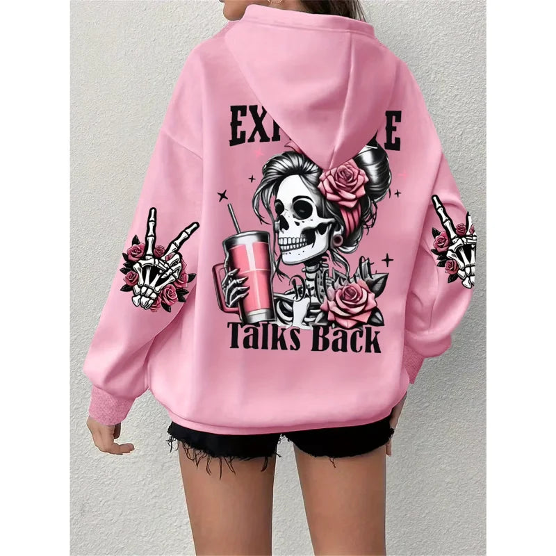 Harajuku Skull Design Print Hoodies