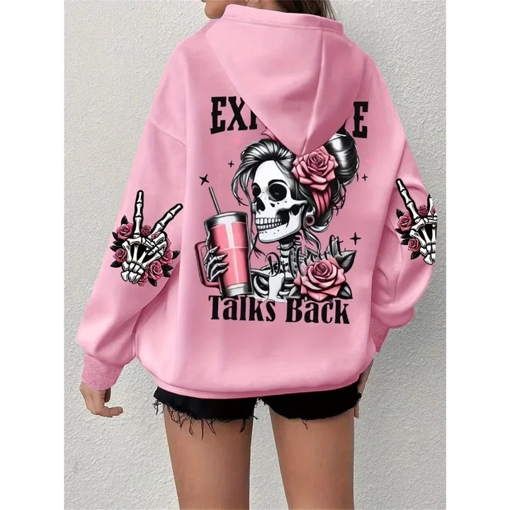 Harajuku Skull Design Print Hoodies