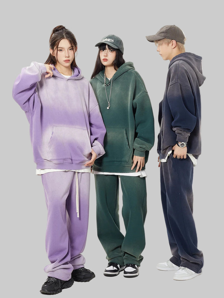 Unisex Retro Tie-Dye Two-Piece Hooded Set