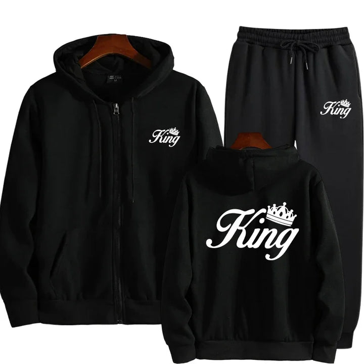 Unisex Crown King Queen Printed Sports Set