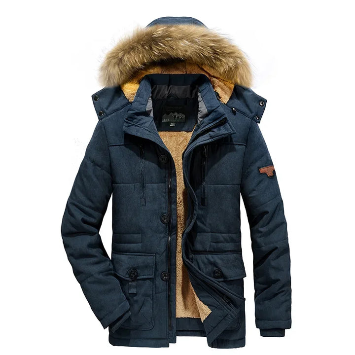 Thick Velvet Multi-Pocket Zipper Winter Parka