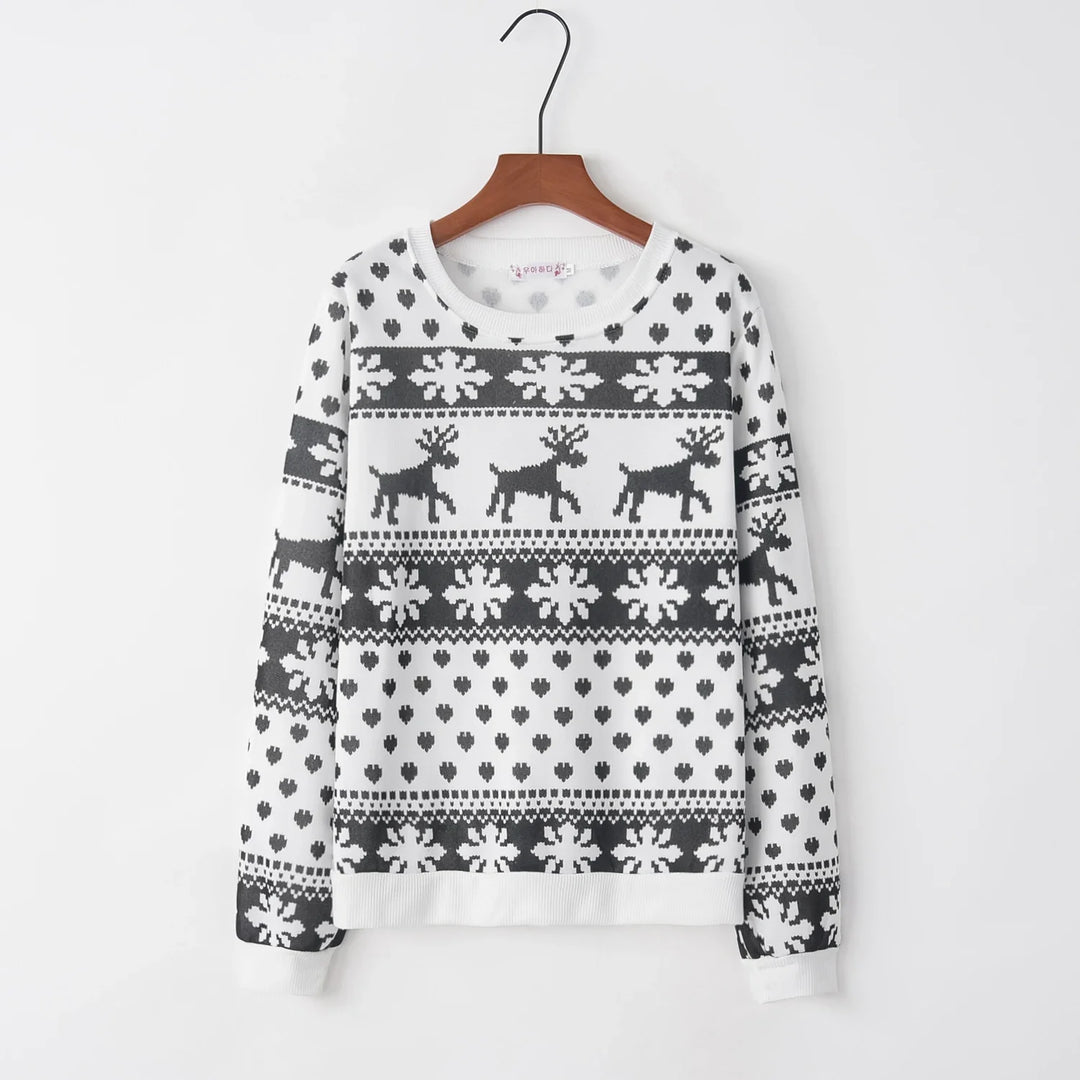 Cartoon Deer Print Christmas Sweater