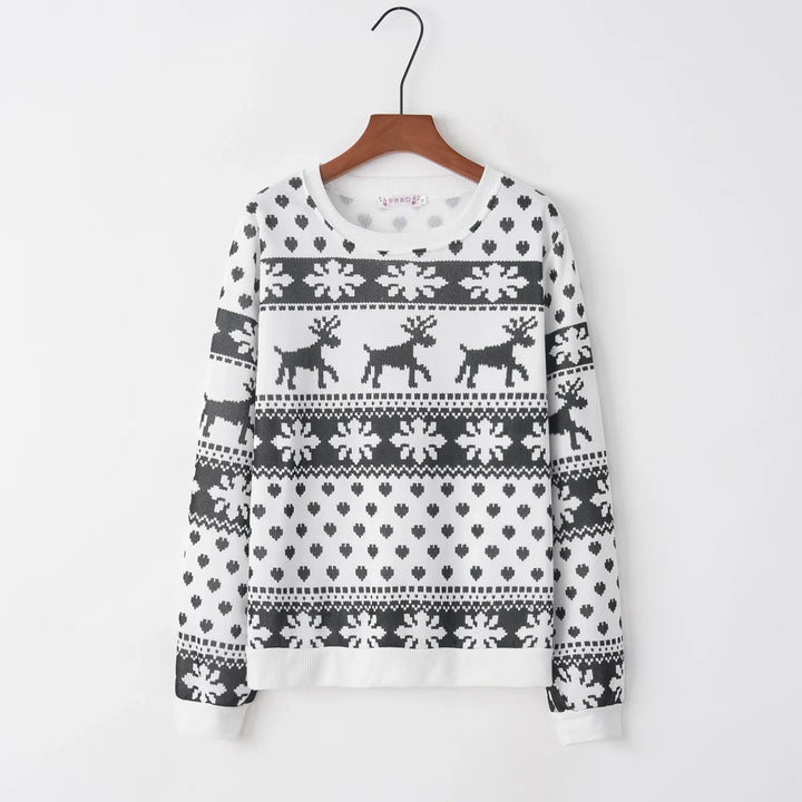 Cartoon Deer Print Christmas Sweater