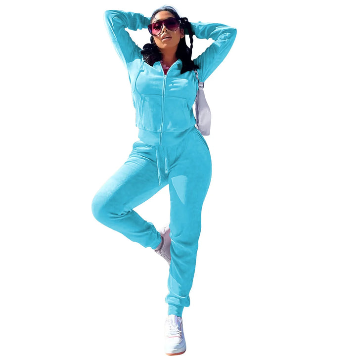 Hooded Velvet Jogger Set