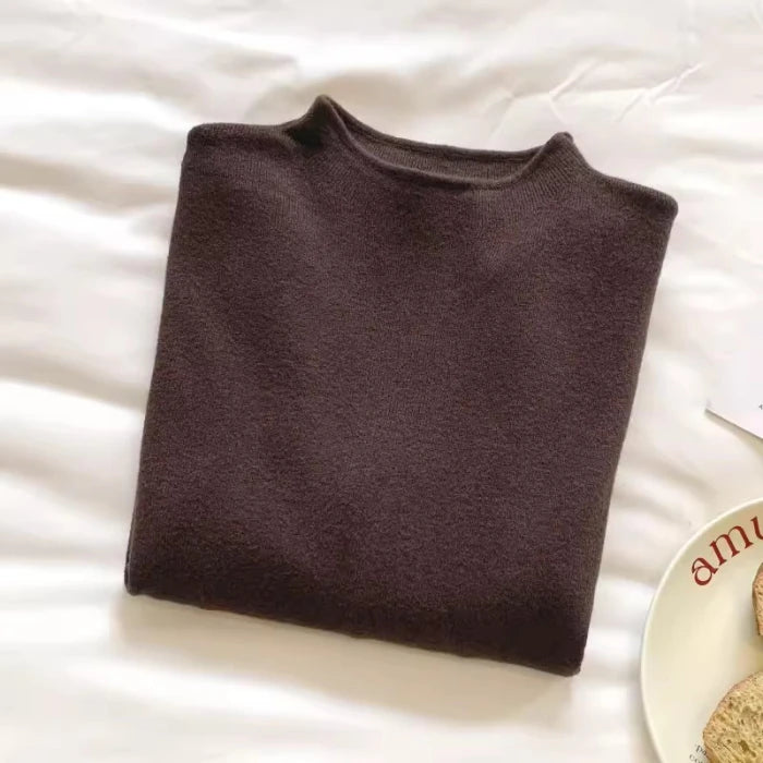 Knitted Solid Half Turtleneck Sweater Pullover