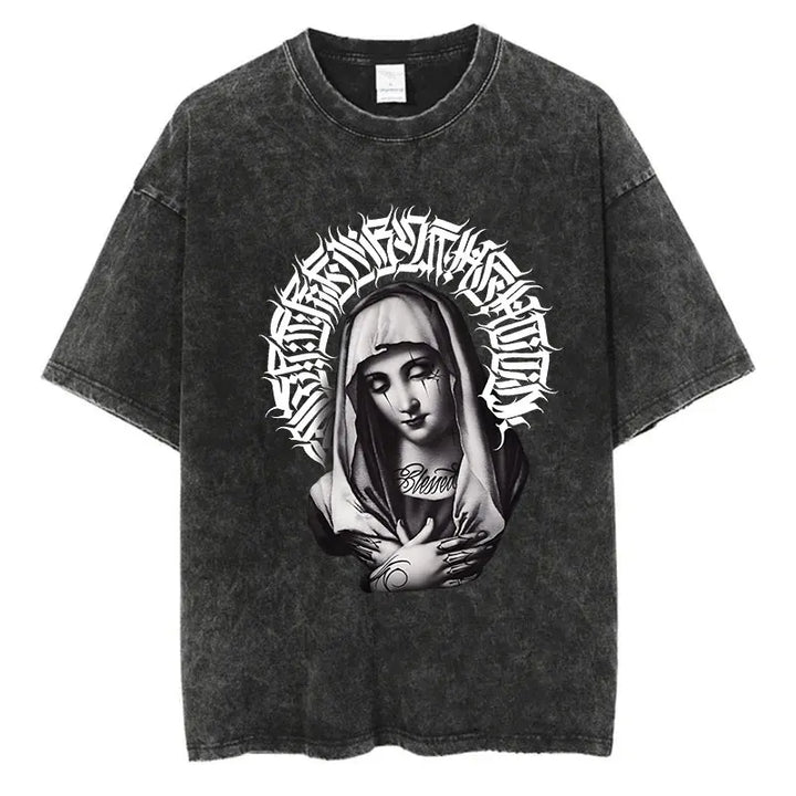 Washed Graphic Print Harajuku Hip Hop T-Shirt