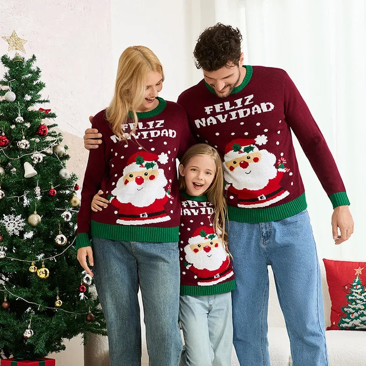 Knitted Santa Claus Design Family Christmas Sweaters