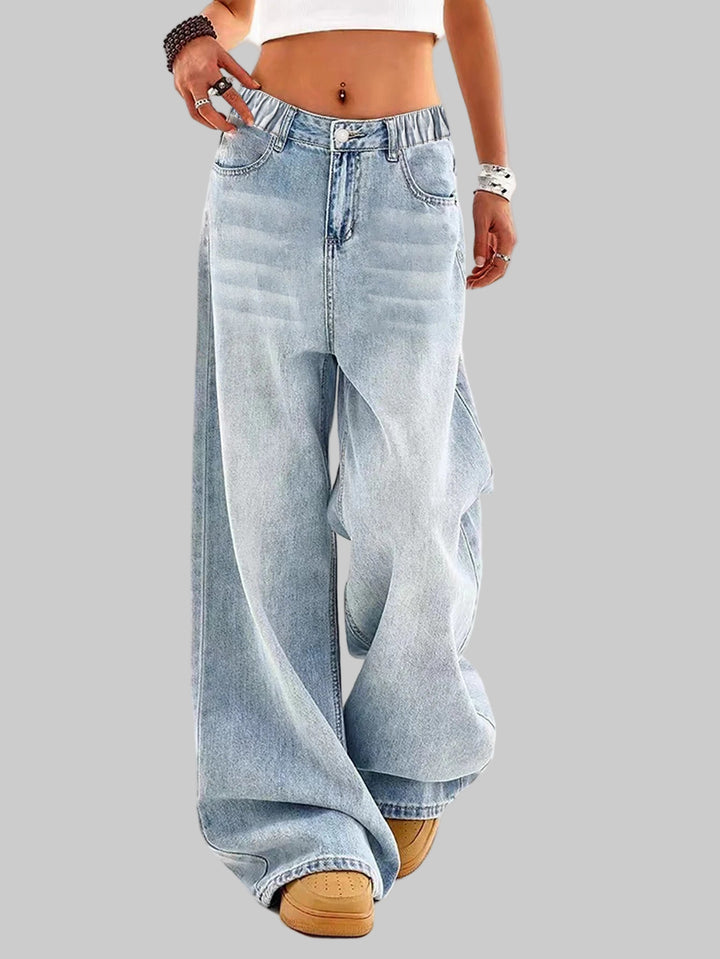 Retro Washed Wide-Leg Jeans