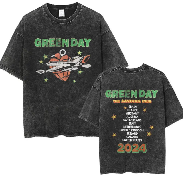 Washed Vintage Punk Green Day Tour 2025 Tees