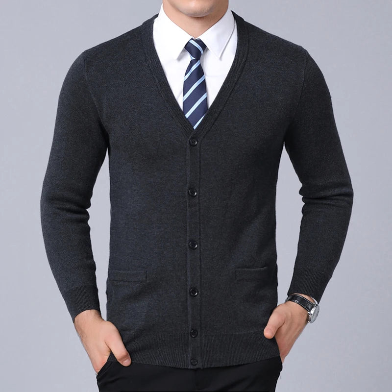 V-Neck Slim Fit British Style Cardigan Sweater