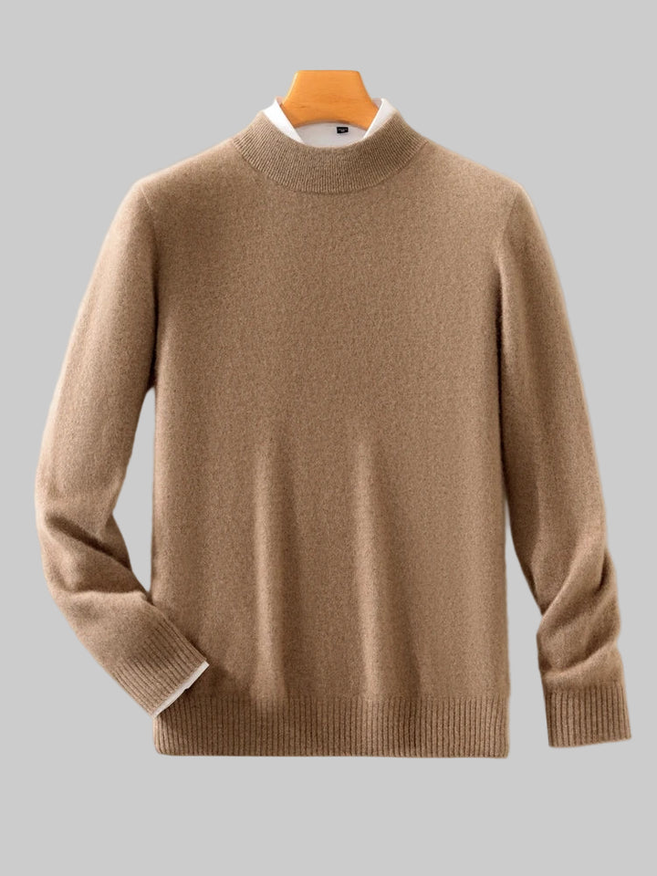 Cashmere Knitted 100% Merino Wool Mock-neck Sweater