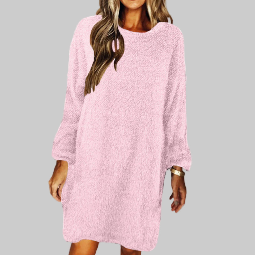Round Neck Solid Color Loose Plush Sweater