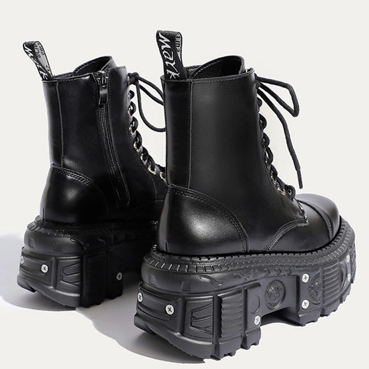 Retro Leather Punk Platform Boots