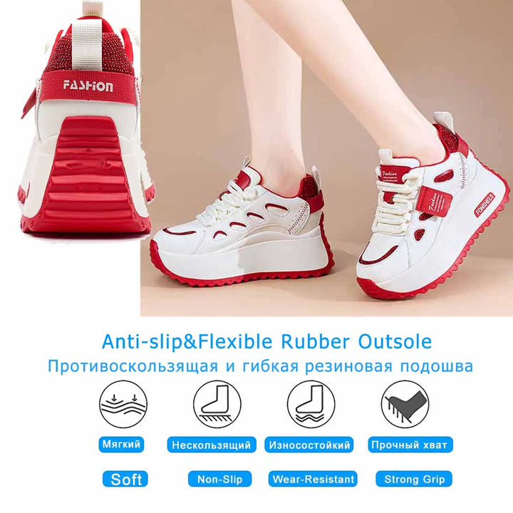 3-Inch Genuine Leather Platform Sneakers