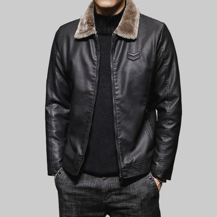 Thick Plush Leather Jacket