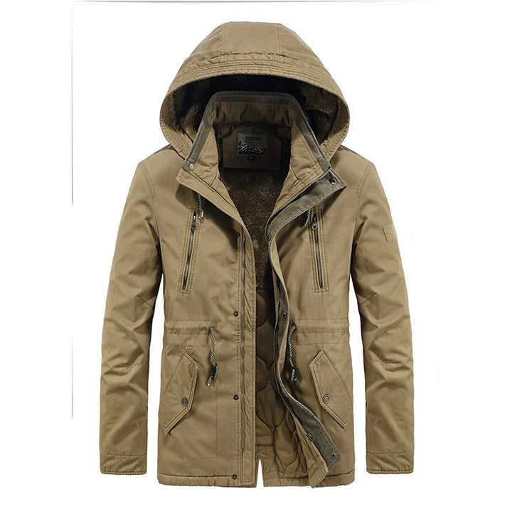 Fleece Lined Detachable Hood Winter Coat