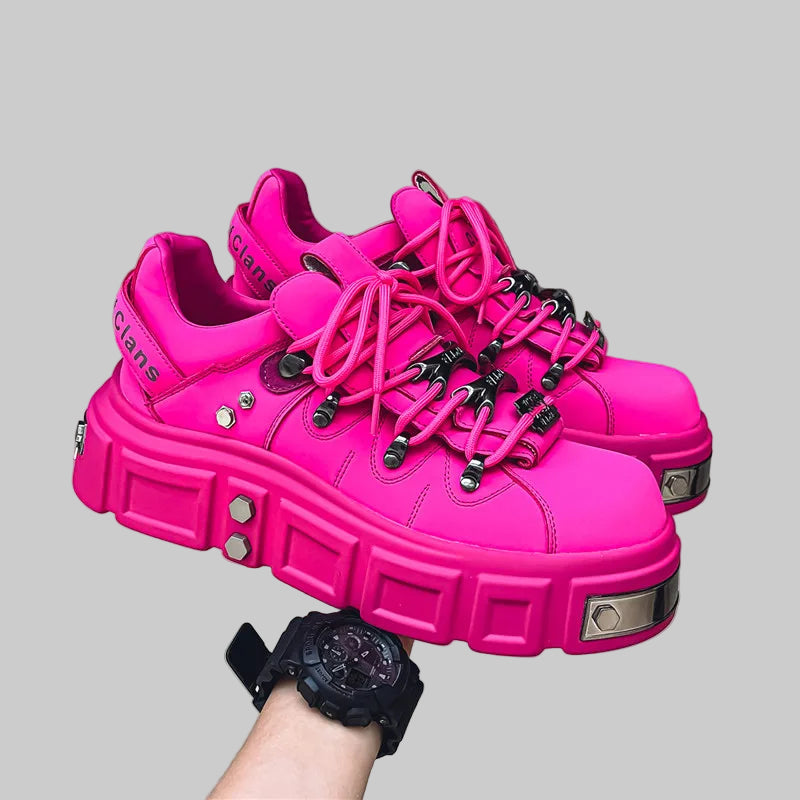 Trendy Pink Platform Sneakers
