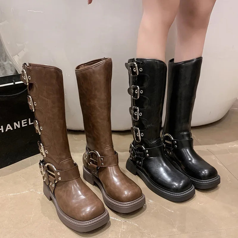 Sexy Luxury Designer Square Toe Winter Boots