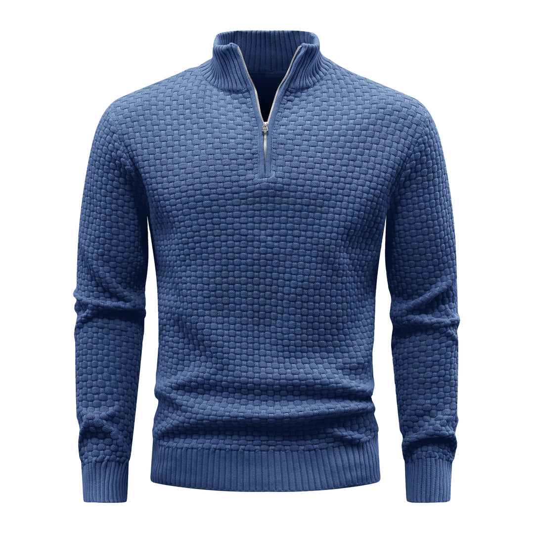 Winter Soft Waffle Knit Warm Zip-Up Sweater