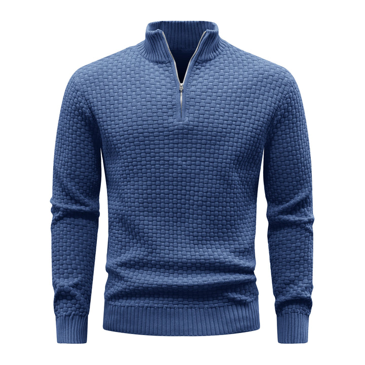 Winter Soft Waffle Knit Warm Zip-Up Sweater