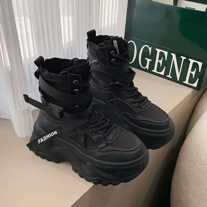 Chunky Thick Sole Lace Up Platform Ankle Boots