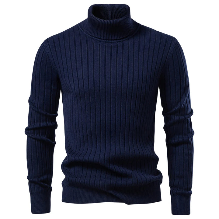 Striped Solid Color Turtleneck Sweater