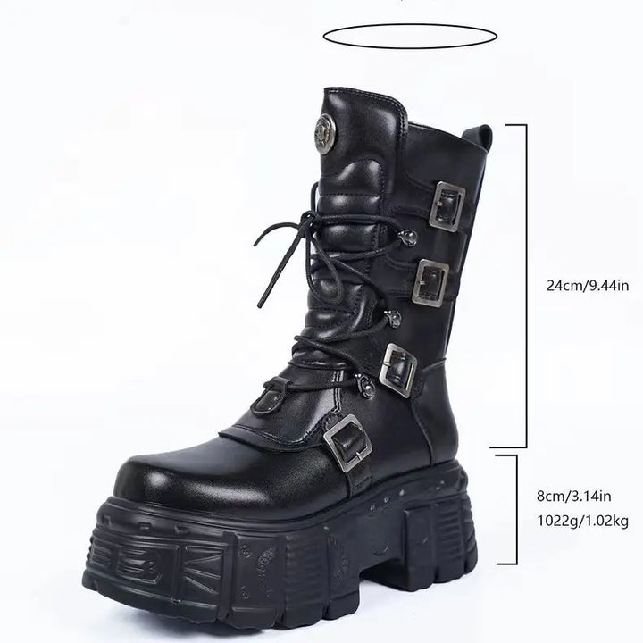 Cyberpunk Metal Tank-Style Elevated Boots