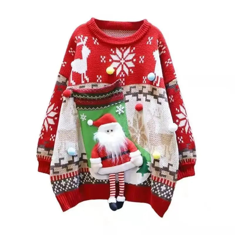 3D Cartoon Knitted Christmas Sweater