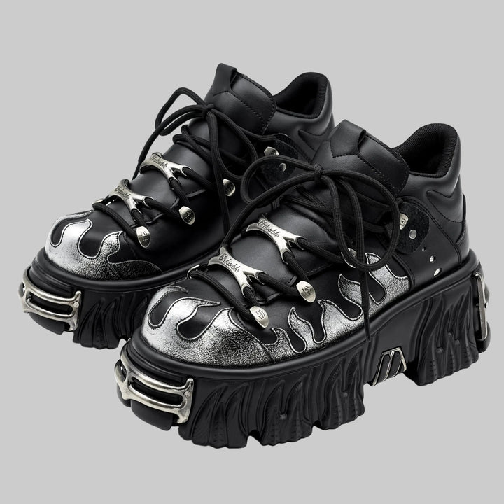 Punk Style Lace-Up Sneakers with 6CM Heel