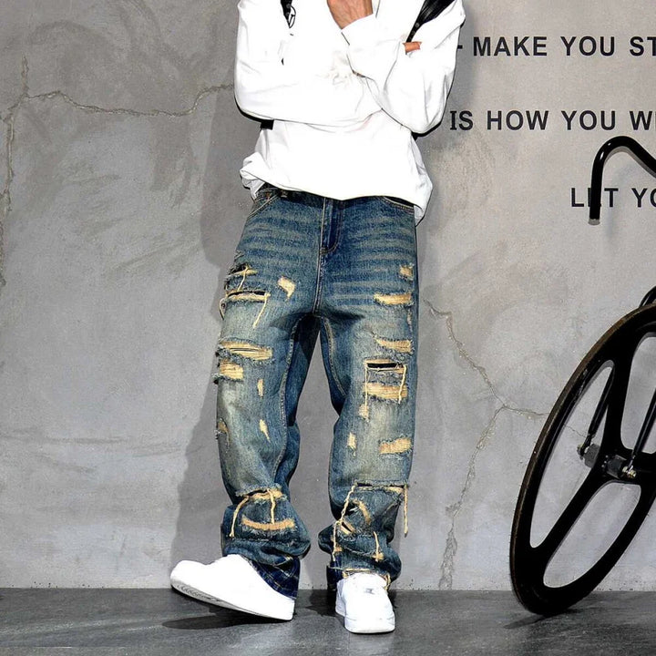 Ripped Distressed Denim Baggy Jeans