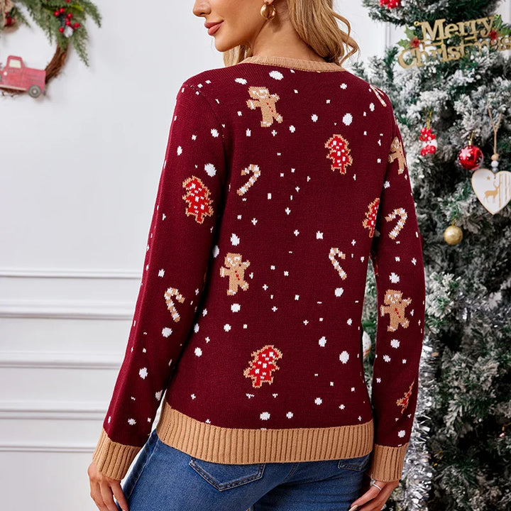 Gingerbread Man Pattern Christmas Sweater