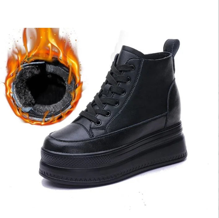Genuine Leather Chunky Ankle Boots