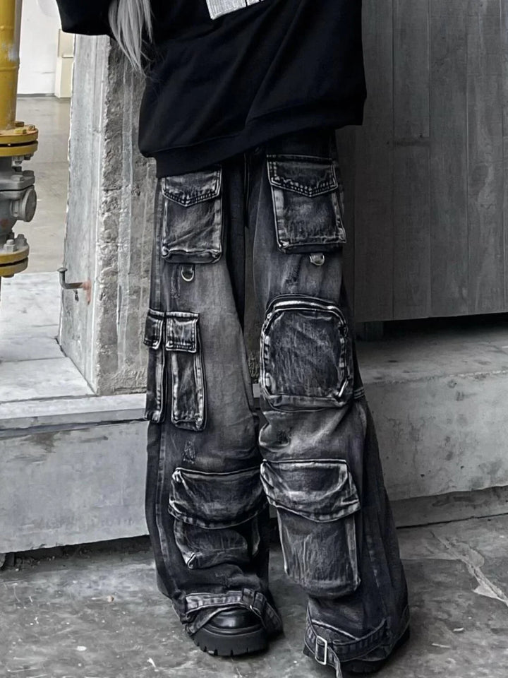 Y2K Gothic American High Street Retro Washed Jeans