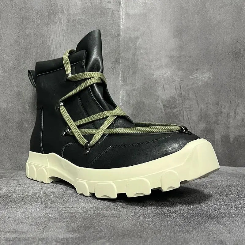 Unisex Luxury Leather High Top Platform Sneakers