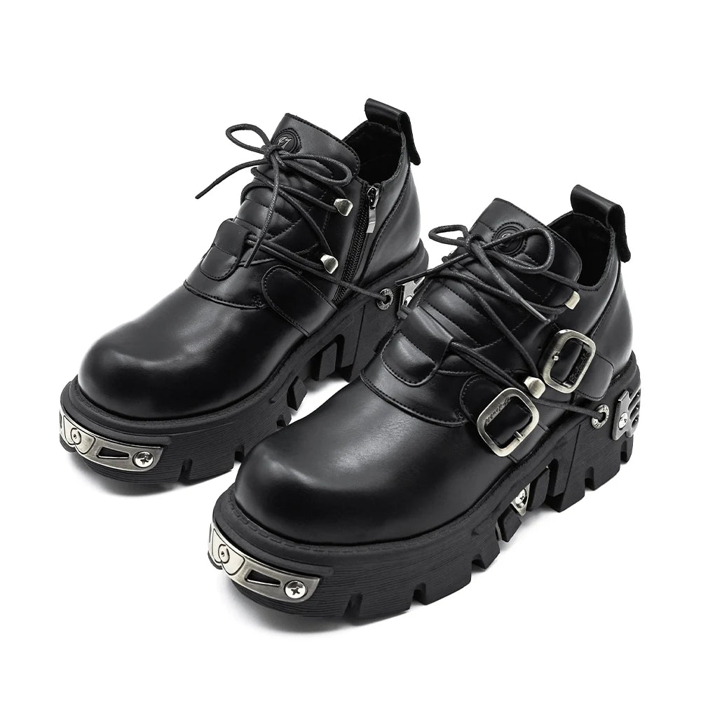 Dark Punk Unisex Gothic Metal Carve Boots